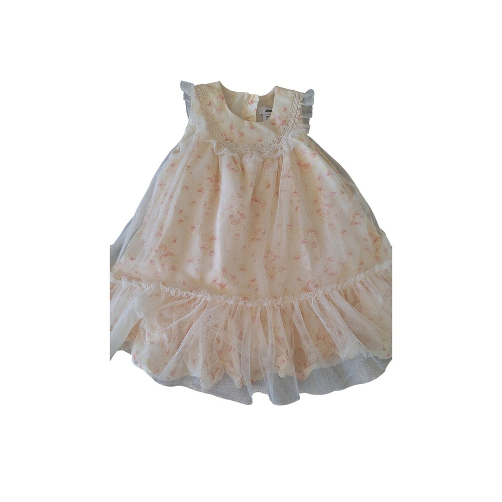 Jason Wu Girls 3T Cream Pink Floral Tulle Ruffle Special Occasion Dress